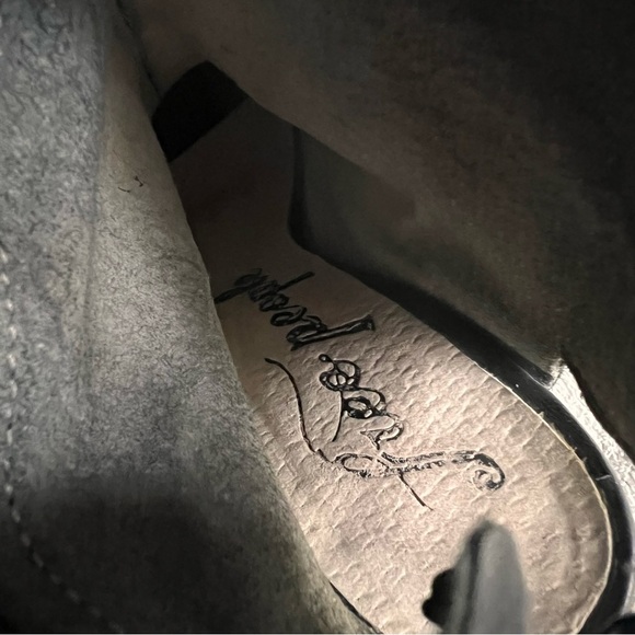 Free People Golden Road Peep Toe Leather Heel Boot Black Gray Sz 37 - Picture 12 of 15